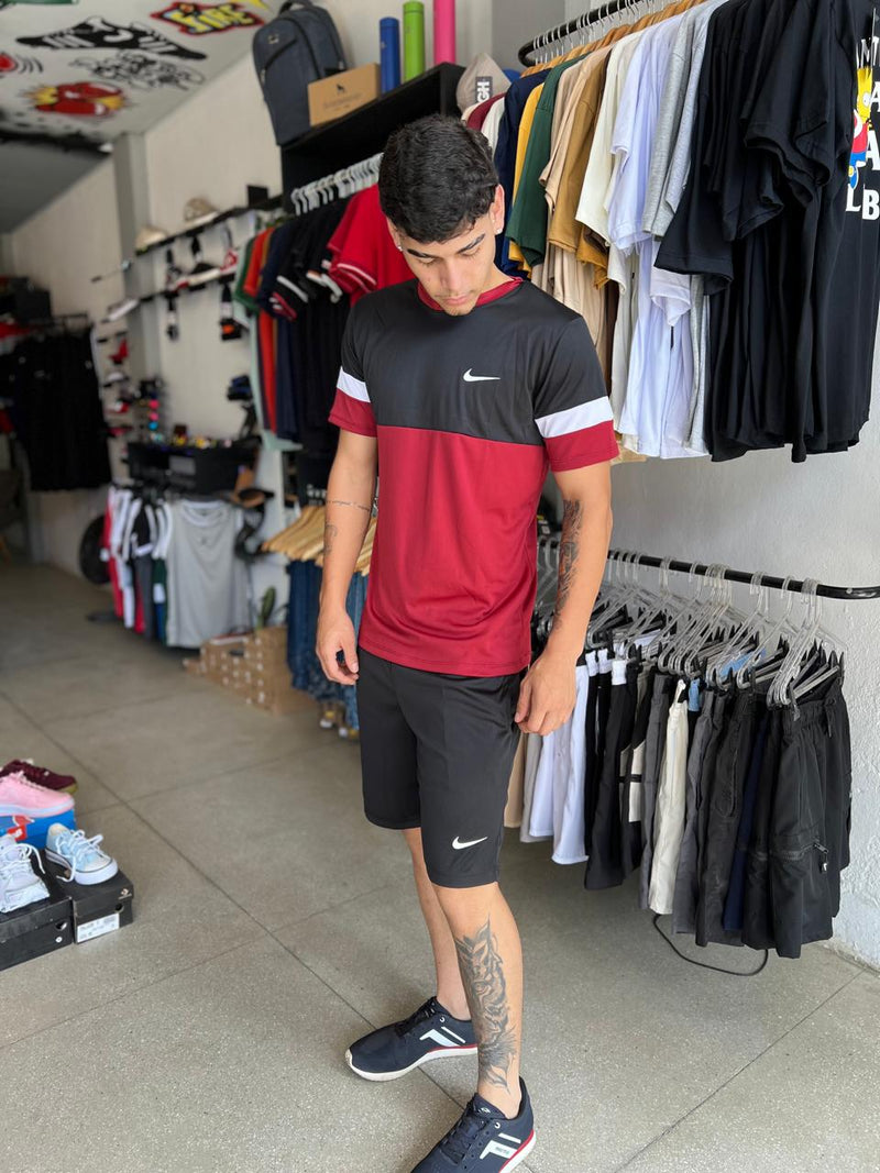 Conjunto Dri-Fit - Vinho Com Preto